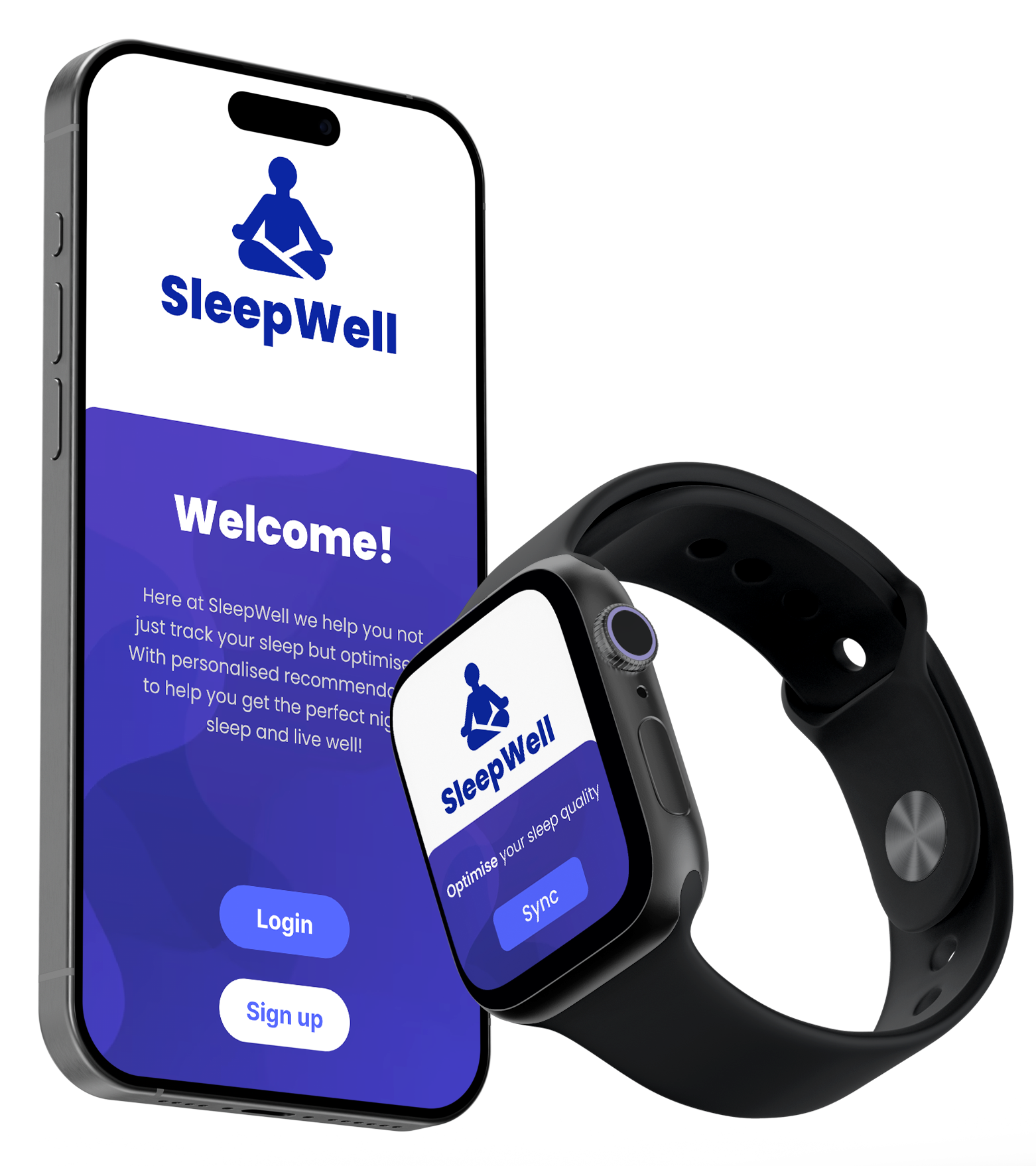image of sleepwell on an iphone and apple watch