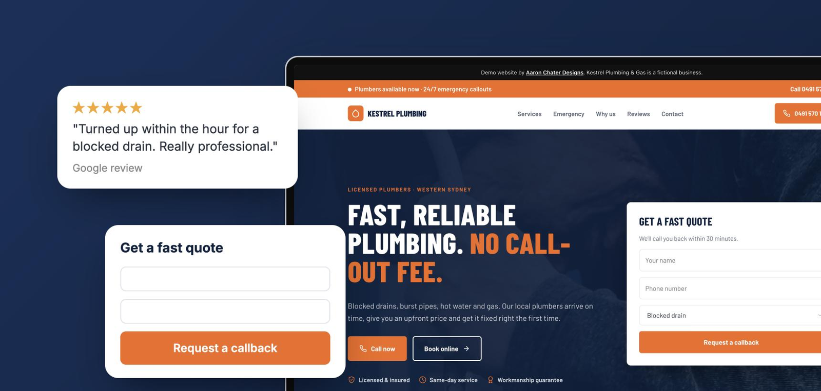 Kestrel Plumbing website