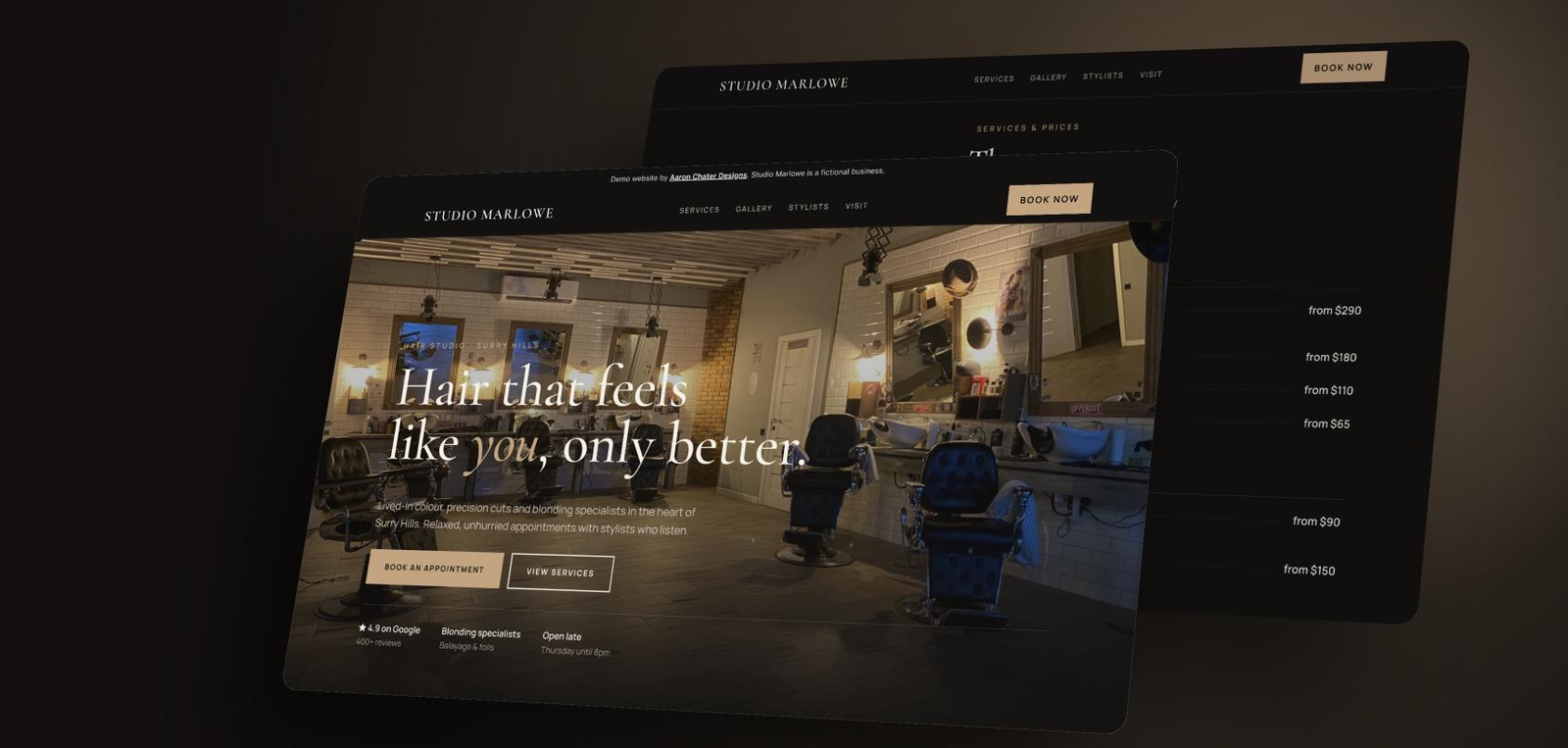 Studio Marlowe salon website